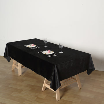 Black Seamless Premium Velvet Rectangle Tablecloth, Reusable Linen 60"x102"