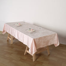 60 Inch x 102 Inch Blush & Rose Gold Seamless Linen Reusable Premium Velvet Rectangle Tablecloth 