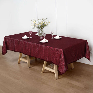 Elevate Your Event with the Burgundy Seamless Premium Sequin Rectangle Tablecloth 60"x102"