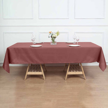 Add Elegance to Your Event with the Cinnamon Rose Seamless Polyester Rectangular Tablecloth
