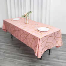 Polyester Rectangle Tablecloth 60 Inch x 102 Inch In Dusty Rose With Gold Foil Design