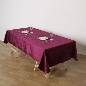 60"x102" Eggplant Seamless Premium Velvet Rectangle Tablecloth, Reusable Linen