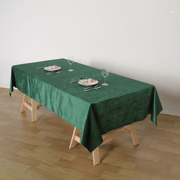 Hunter Emerald Green Seamless Premium Velvet Rectangle Tablecloth, Reusable Linen 60"x102"