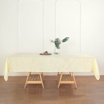 Ivory Seamless Rectangular Tablecloth, Linen Table Cloth With Slubby Textured, Wrinkle Resistant 60"x102"