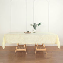 Ivory Linen Tablecloth 60 Inch x 102 Inch Wrinkle Resistant With Slubby Texture