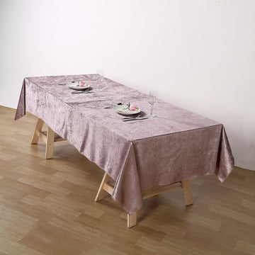 60"x102" Mauve Seamless Premium Velvet Rectangle Tablecloth, Reusable Linen