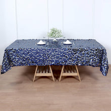 60 Inch x 102 Inch Navy Blue Big Payette Sequin Rectangle Tablecloth