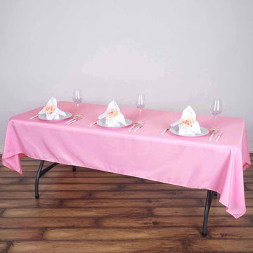 Pink Seamless Polyester Rectangular Tablecloth 60"x102"
