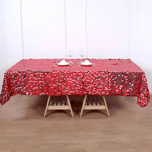 60 Inch x 102 Inch Red Big Payette Sequin Rectangle Tablecloth