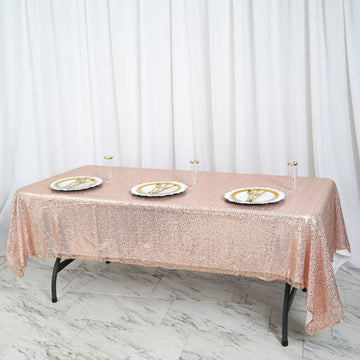 60"x102" Rose Gold Seamless Premium Sequin Rectangle Tablecloth