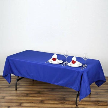 60"x102" Royal Blue Seamless Polyester Rectangular Tablecloth