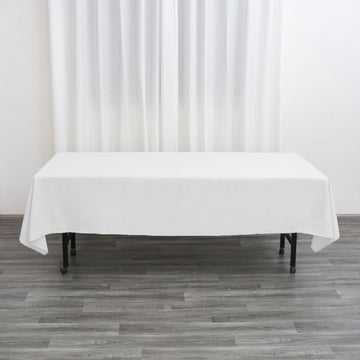 60"x102" White Seamless Polyester Rectangular Tablecloth