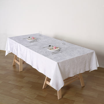 White Seamless Premium Velvet Rectangle Tablecloth, Reusable Linen 60"x102"
