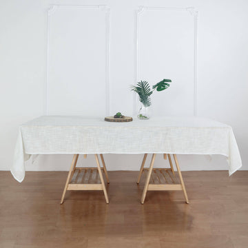White Seamless Rectangular Tablecloth, Linen Table Cloth With Slubby Textured, Wrinkle Resistant 60"x102"