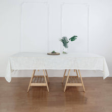 White Linen Slubby Textured Rectangular Tablecloth 60 Inch x 102 Inch