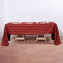 60 Inch x 126 Inch Rectangular Buffalo Plaid Tablecloth in Black And Red Polyester