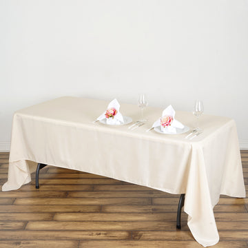 Beige Seamless Polyester Rectangular Tablecloth 60"x126"