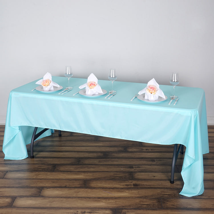 60x126Inch Blue Seamless Polyester Rectangular Tablecloth