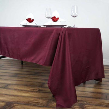 Elevate Your Event Decor with a Burgundy Seamless Polyester Rectangular Tablecloth