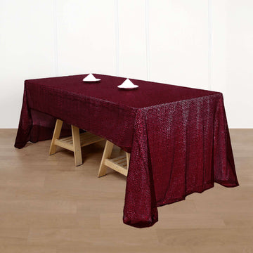 Elevate Your Event with the Burgundy Seamless Premium Sequin Rectangle Tablecloth 60"x126"