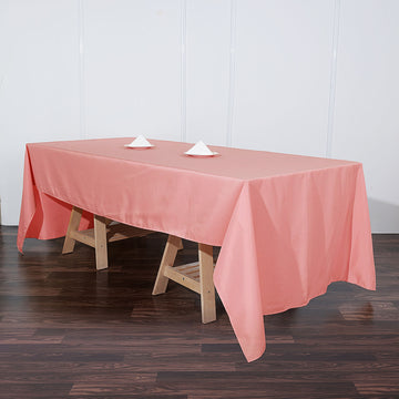 Add Elegance to Your Event with the Coral Seamless Polyester Rectangular Tablecloth 60"x126"
