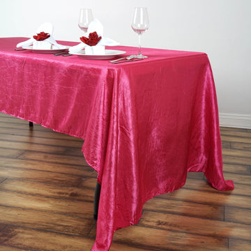 60"x126" Fuchsia Seamless Crinkle Crushed Taffeta Rectangular Tablecloth