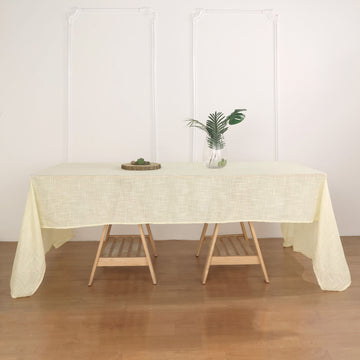 60"x126" Ivory Seamless Rectangular Tablecloth, Linen Table Cloth With Slubby Textured, Wrinkle Resistant