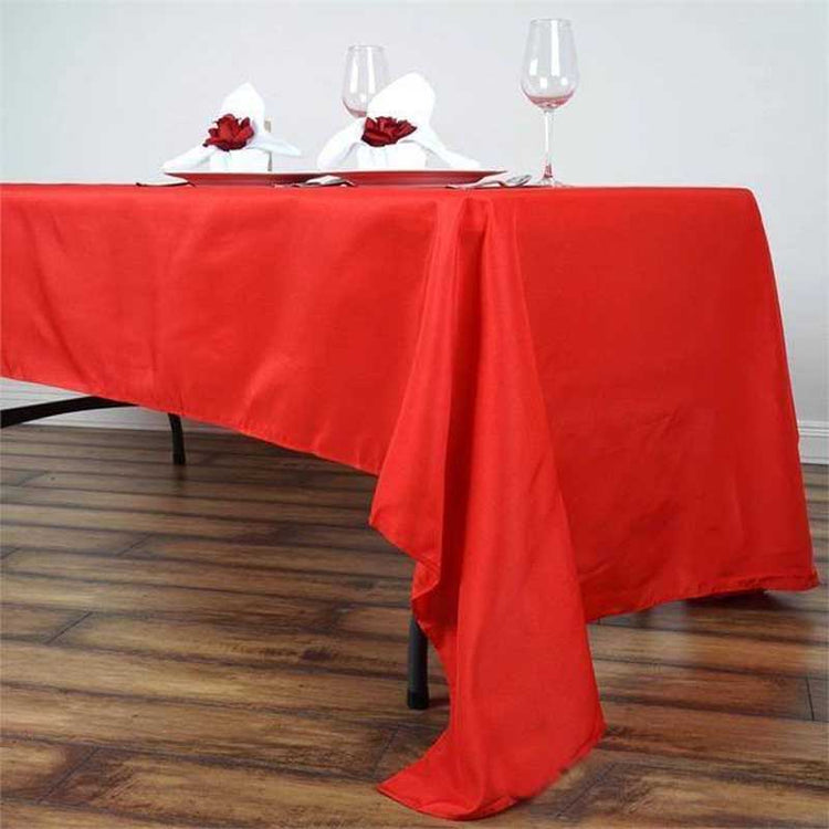 Rectangular 60 Inch x 126 Inch Polyester Tablecloth In Red Seamless 