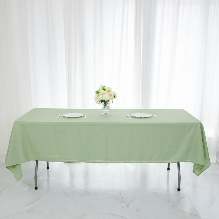 Seamless Sage Green Polyester Rectangular 60 Inch x 126 Inch Tablecloth