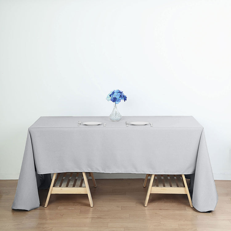 Silver Seamless Polyester Rectangular Tablecloth 60 Inch x 126 Inch 