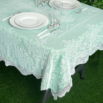 60"x90" Premium Lace Ivory Seamless Rectangular Oblong Tablecloth