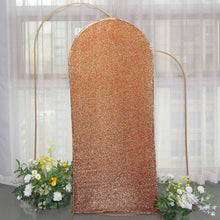 6ft Antique Gold Shimmer Tinsel Spandex Wedding Arch Cover Fitted Round Top Chiara Backdrop Stand