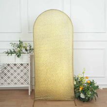 6ft  Shimmer Tinsel Spandex Wedding Arch Cover For Fitted Round Top Chiara Backdrop Stand