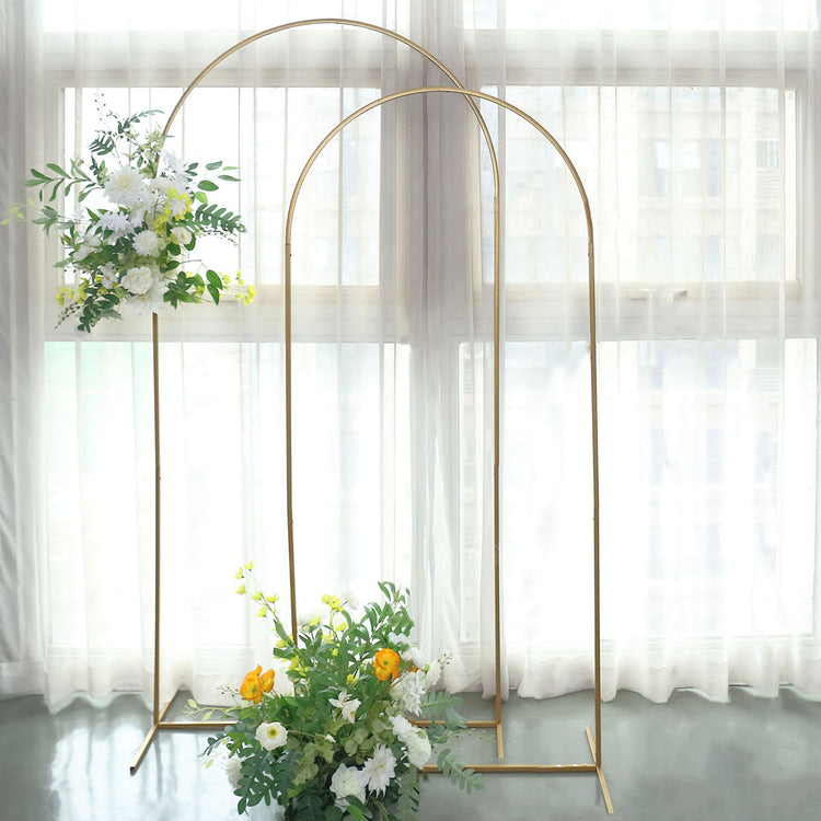 Gold Metal 6 Feet Chiara Backdrop Arch Stand with Round Top