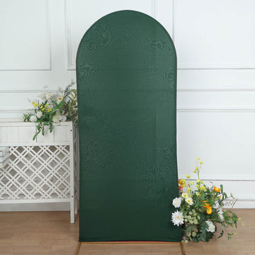Matte Hunter Emerald Green Spandex Fitted Wedding Arch Cover For Round Top Chiara Backdrop Stand 6ft