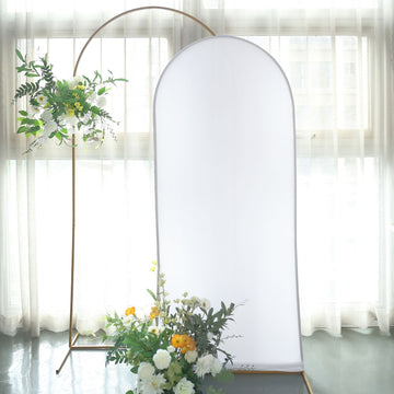 6ft Matte White Spandex Fitted Wedding Arch Cover For Round Top Chiara Backdrop Stand