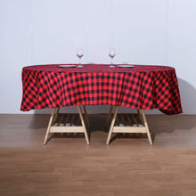 Buffalo Plaid Round Tablecloth 70 Inch Black And Red Polyester