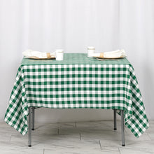 70 Inch x 70 Inch Square White & Green Checkered Gingham Polyester Buffalo Plaid Tablecloth