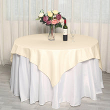 70 Inch Square Beige Polyester Table Overlay