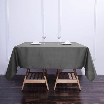 70"x70" Charcoal Gray Square Seamless Polyester Tablecloth