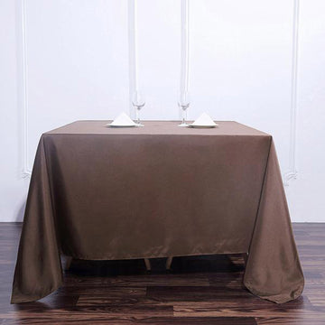 Versatile and Durable Chocolate Square Tablecloth