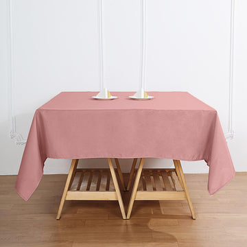Add Elegance to Your Event with the Dusty Rose Square Polyester Tablecloth