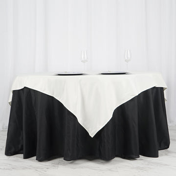 Ivory Square Seamless Polyester Table Overlay 70"x70"