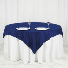 Navy Blue Square Polyester Table Overlay 70 Inch
