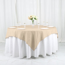 70 Inch Polyester Square Table Overlay In Nude 
