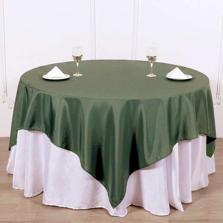 Olive Green 70 Inch Square Polyester Table Overlay