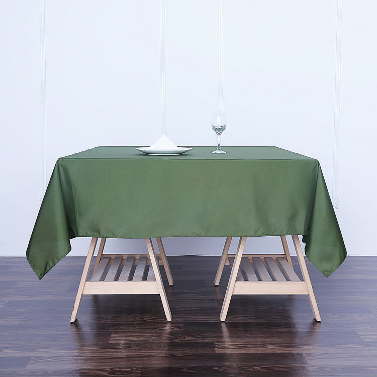 Olive Green Square Polyester Tablecloth 70 Inch