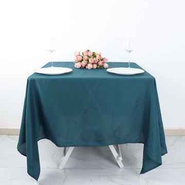 Transform Your Tables with the Peacock Teal Seamless Polyester Square Tablecloth