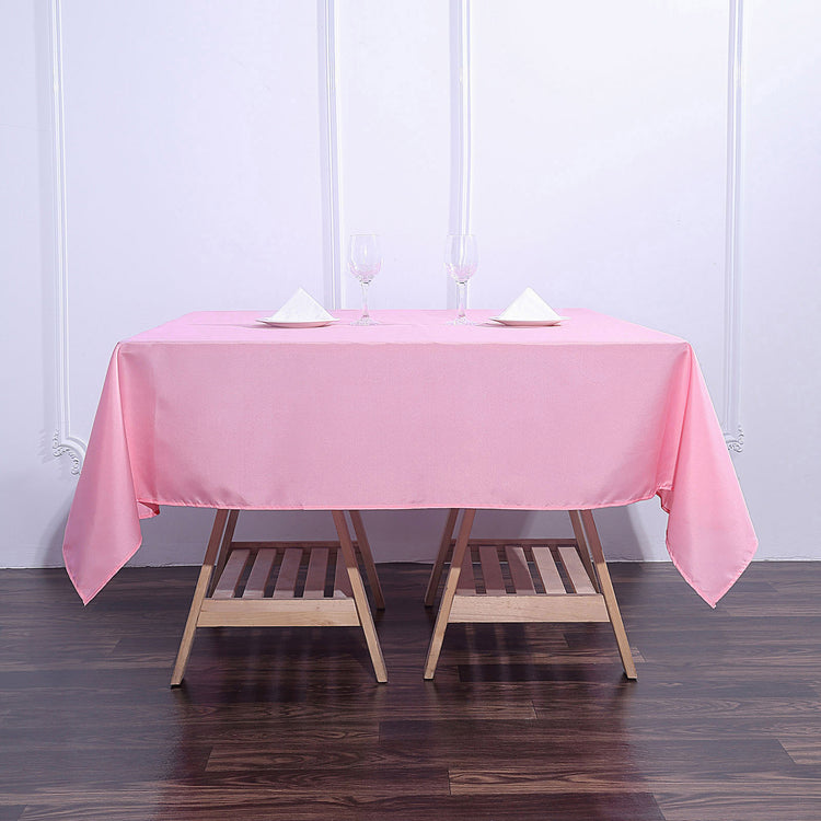 Pink Polyester Tablecloth 70 Inch Square