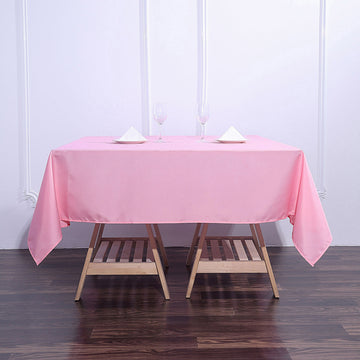 Pink Square Seamless Polyester Tablecloth 70"x70"